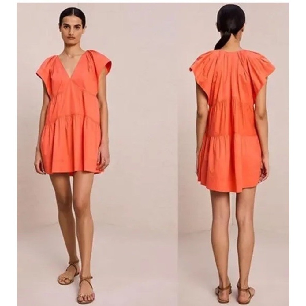 A.L.C Haley Cotton V Neck Mini‎ Dress Women's Spiced Coral Size 8